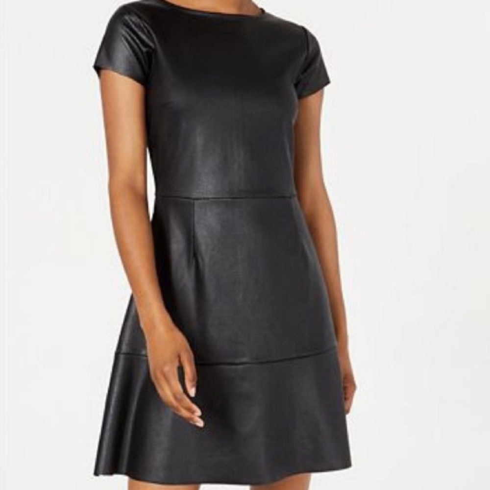 Rosie Harlow Textured Pebble Design Shimmering Black Mini Skater Dress Large